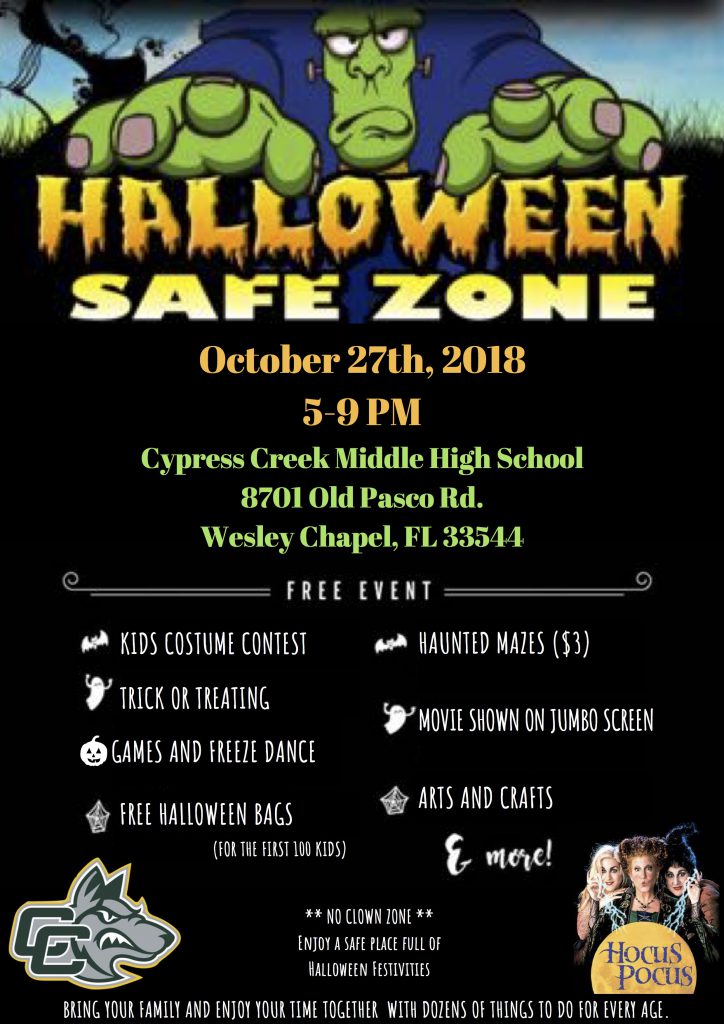 Halloween Zone at Cypress Creek High October 27th 5-9 p.m.