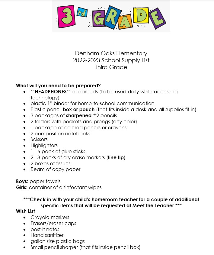 Supply Lists  Loma Ridge Elementary
